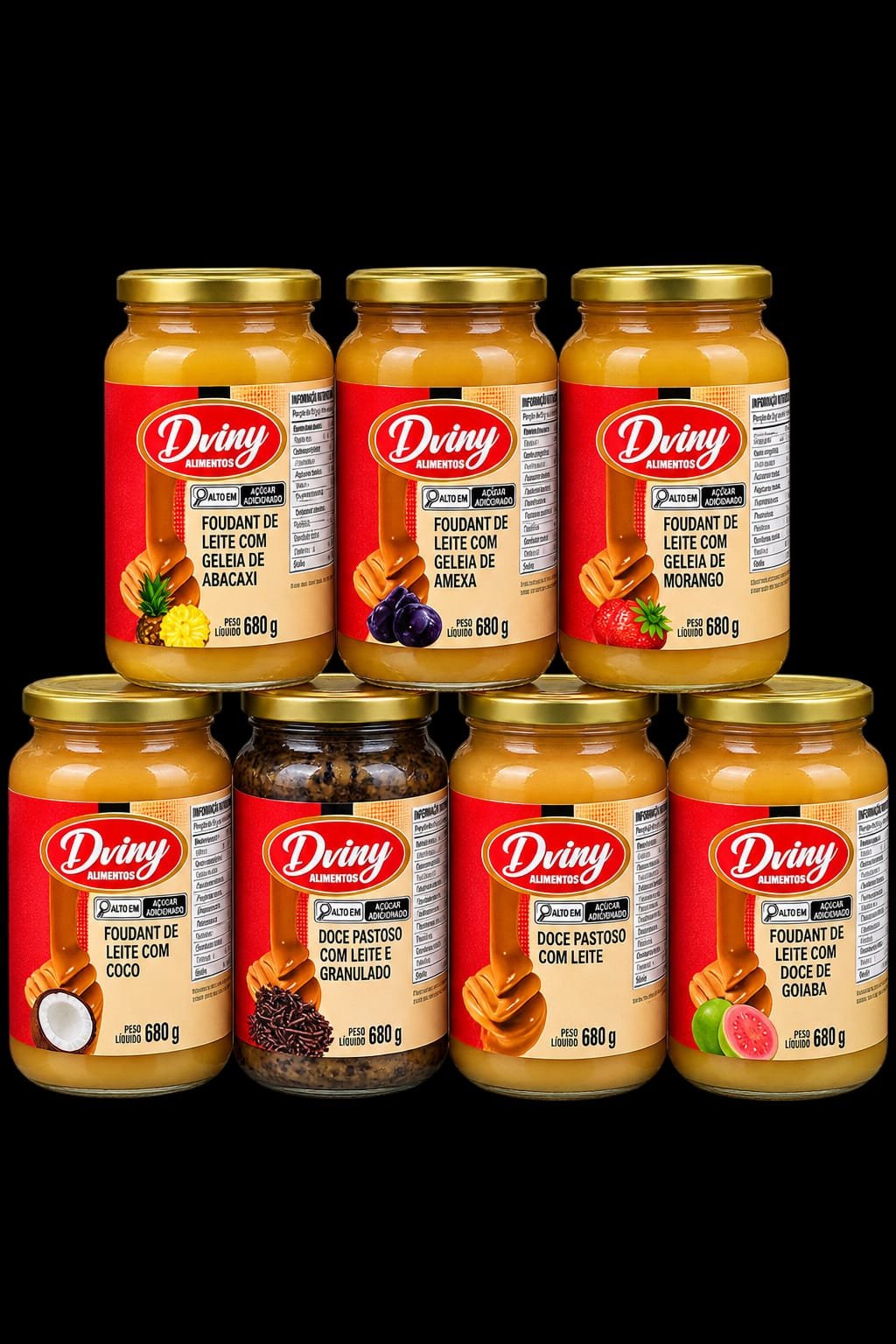 DOCE DE LEITE DVINY DIVERSOS SABORES 680G