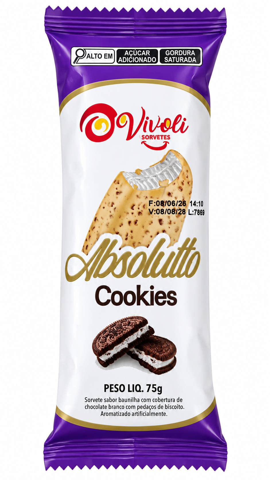 SORVETE EXTRUSADO COOKIES 75G