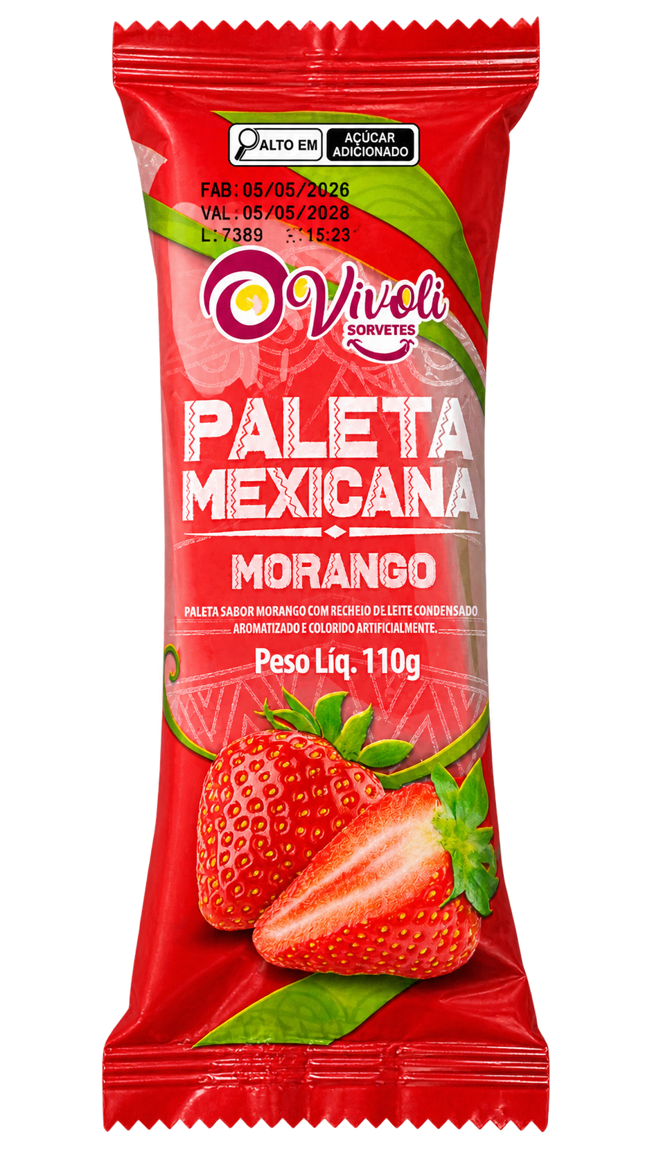 PALETA MEXICANA MORANGO C/LEITE CONDENSADO 110G
