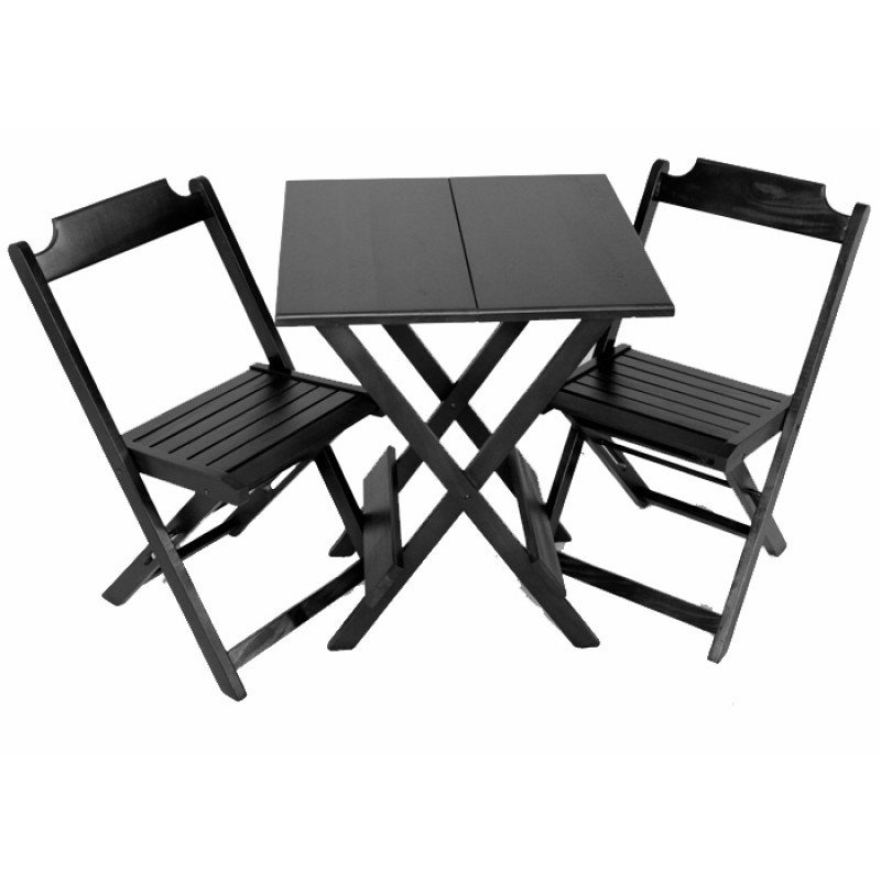 Mesa 0,70 X 0,70 com 2 cadeiras Tabaco / Mel / Preto(Somente Tampos lisos)