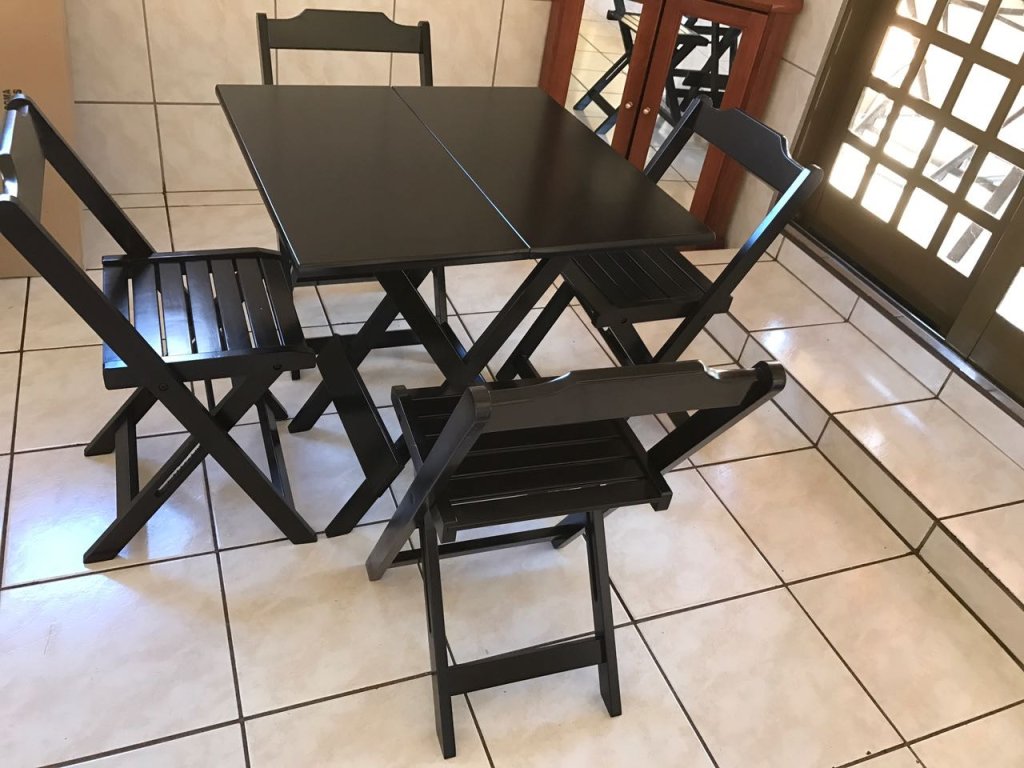 Mesa 0,70 X 0,70 com 4 cadeiras Tabaco / Mel / Preto(Somente Tampos lisos)