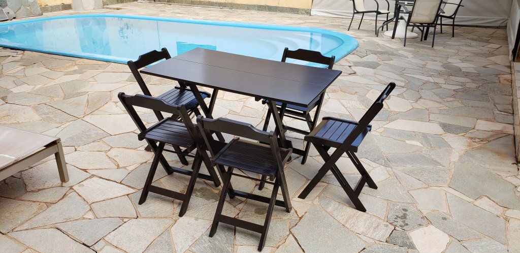 Mesa 1,20 X 0,70 com 5 cadeiras Tabaco / Mel / Preto