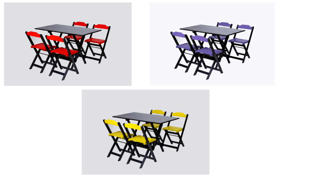 Mesa 1,20 X 0,70 com 4 cadeiras Colorida