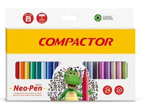 Canetinha Hidrográfica  Com 24 Cores Neo-Pen Gigante Compactor 