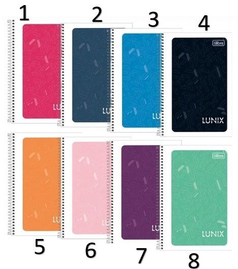 Caderneta Pequena Espiral 1/8 Lunix Capa Flexível 96 Folhas 10,2 x 14,7cm Cor Sortida Tilibra - 