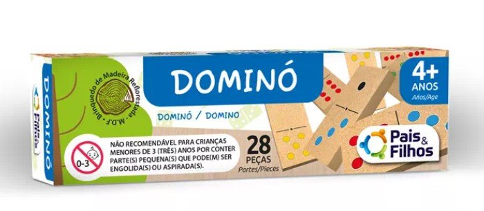 Dominó de madeira 28 peças - Pais e Filhos