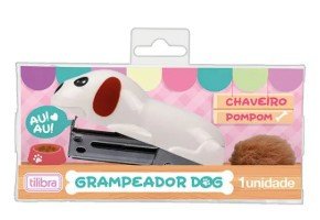 Grampeador Dog tilibra chaveiro pompom - Tilibra