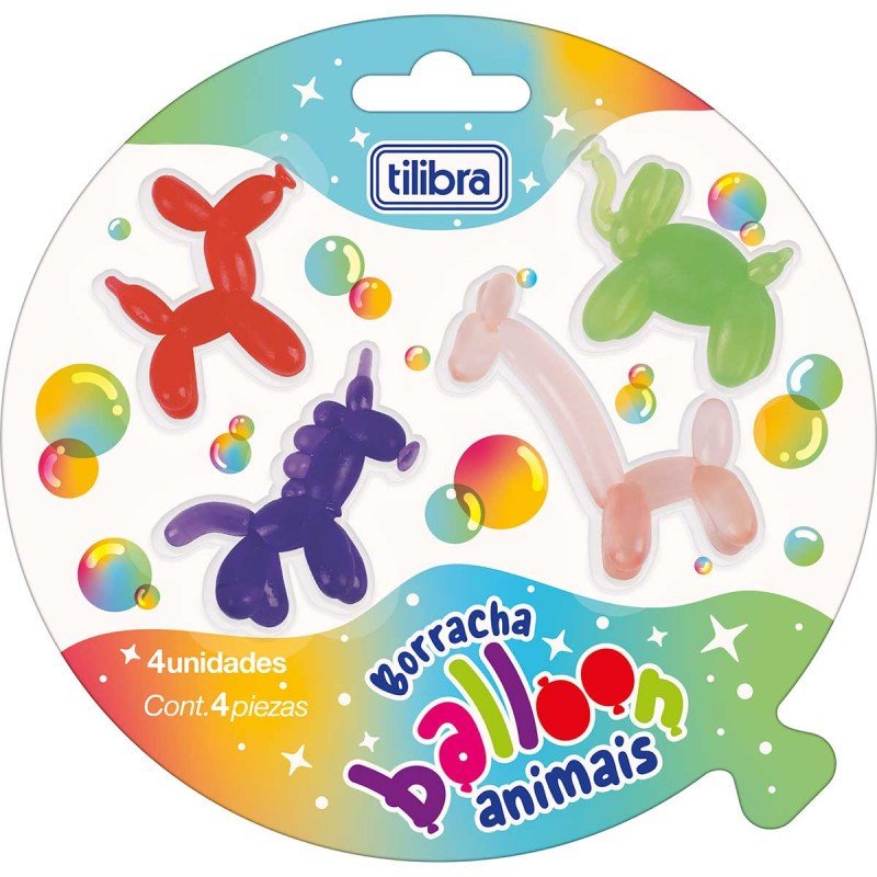 Borracha Balloon Animais Goma - Tilibra