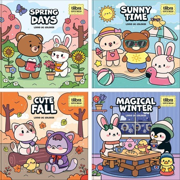 Livro de colorir Cute e Relax - Tilibra