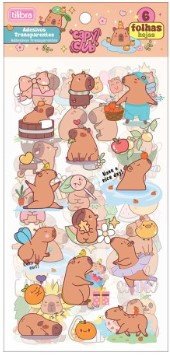 Adesivo capivara transparente 6 folhas Tilibra