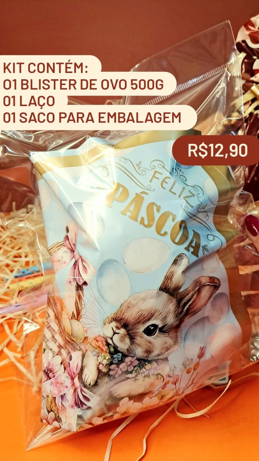 Kit Blister Ovo 500g + 1 Laço + 1 Saco para embalagem