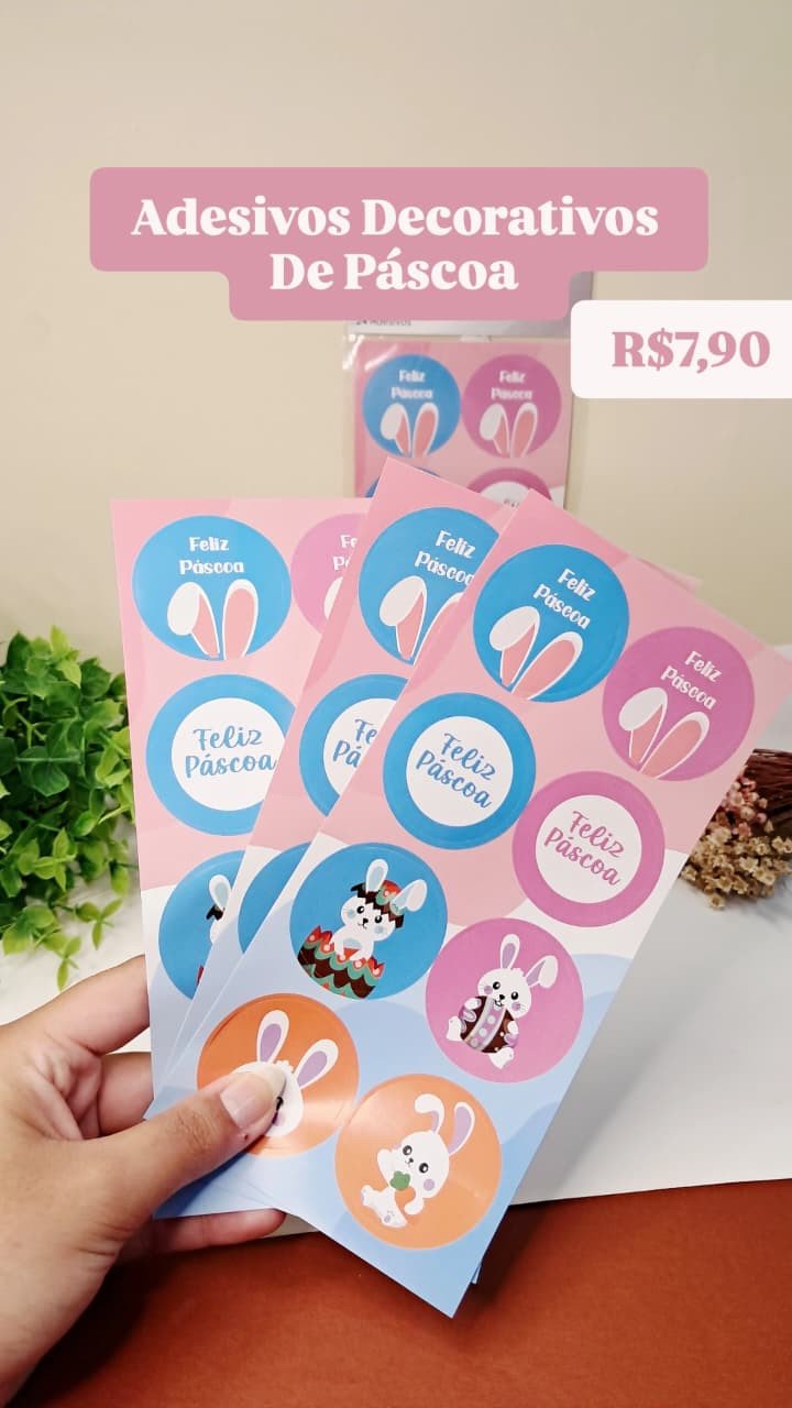 Adesivos Decorativos de Páscoa 24 unidades