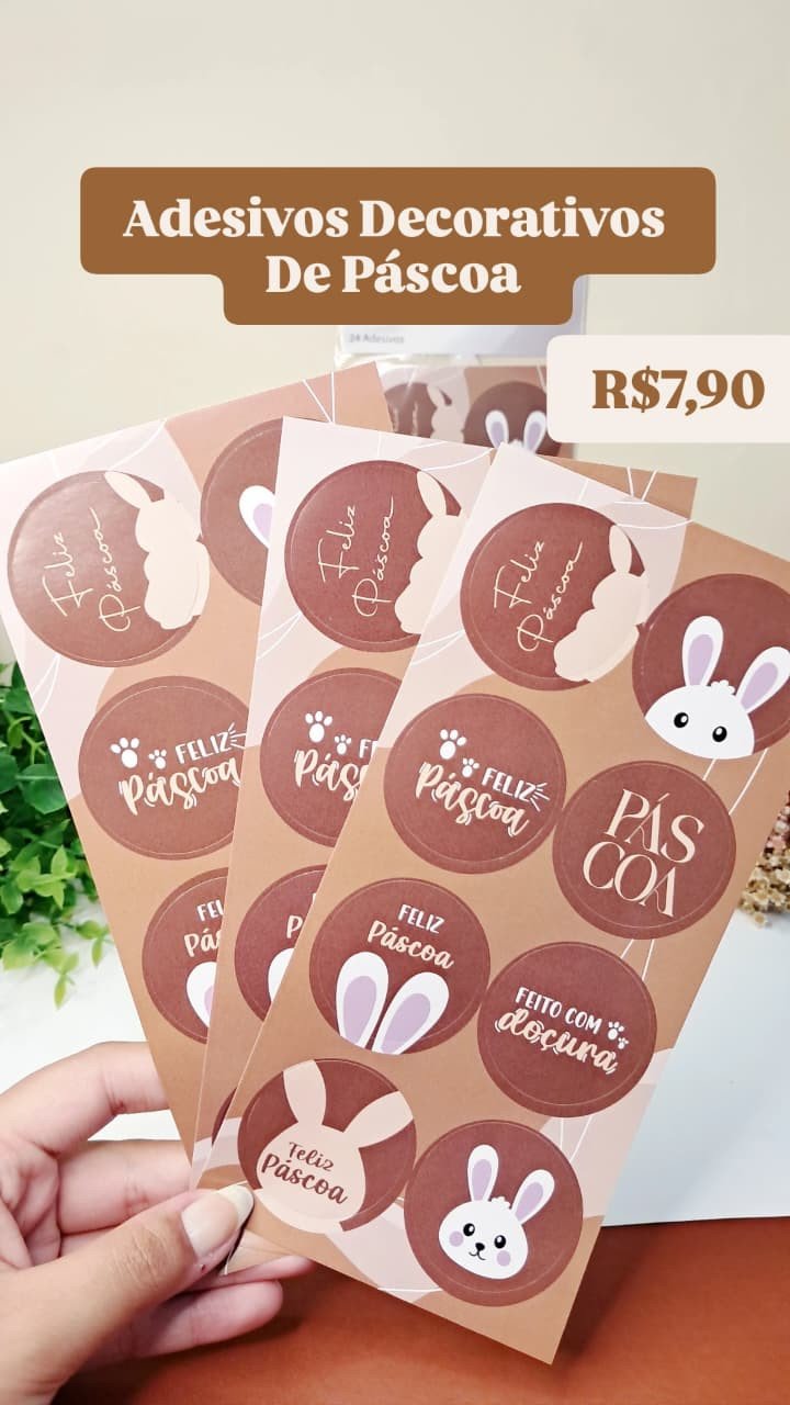 Adesivos Páscoa 24 unidades
