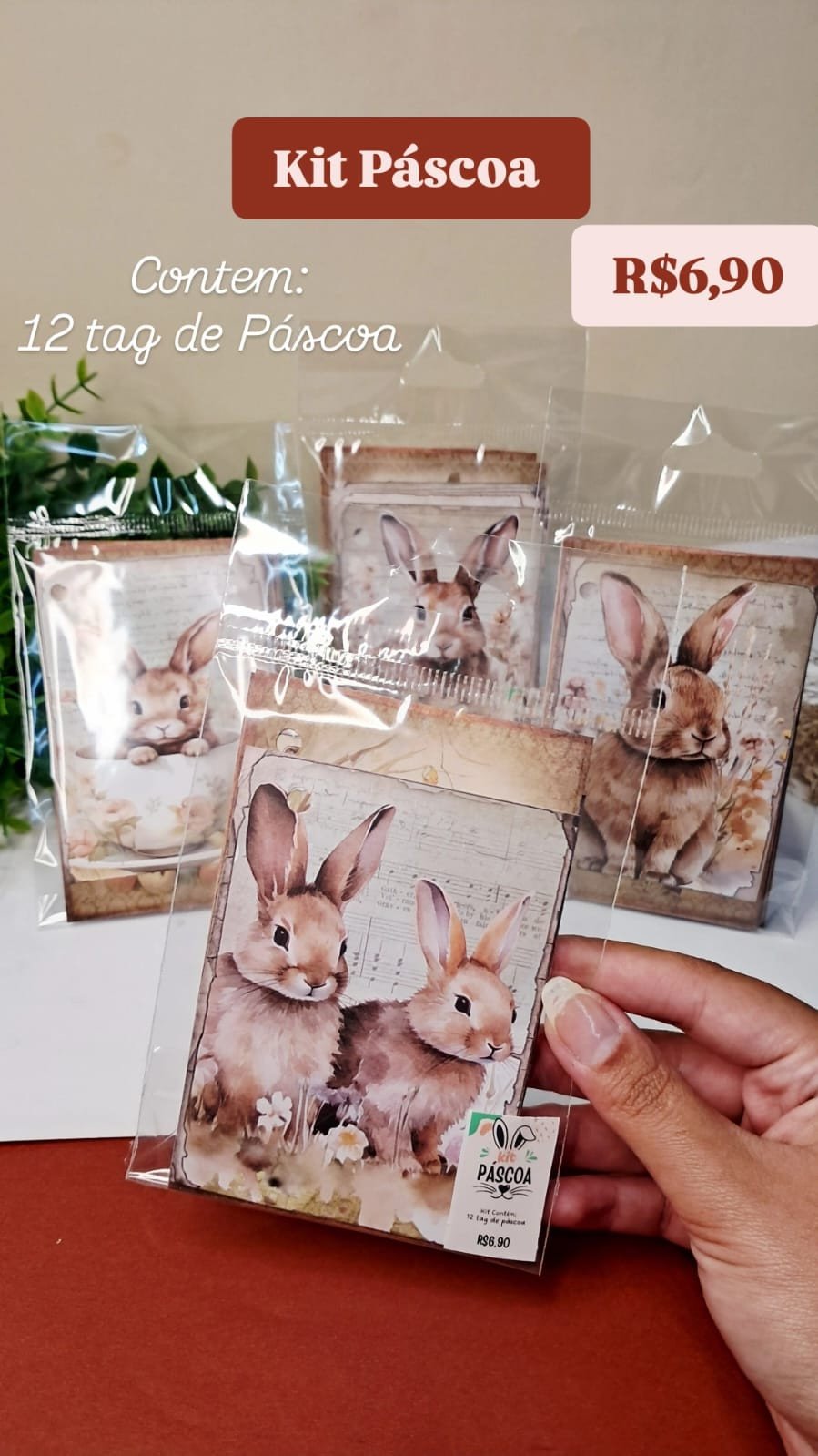 Kit tags de pascoa 12 unidades