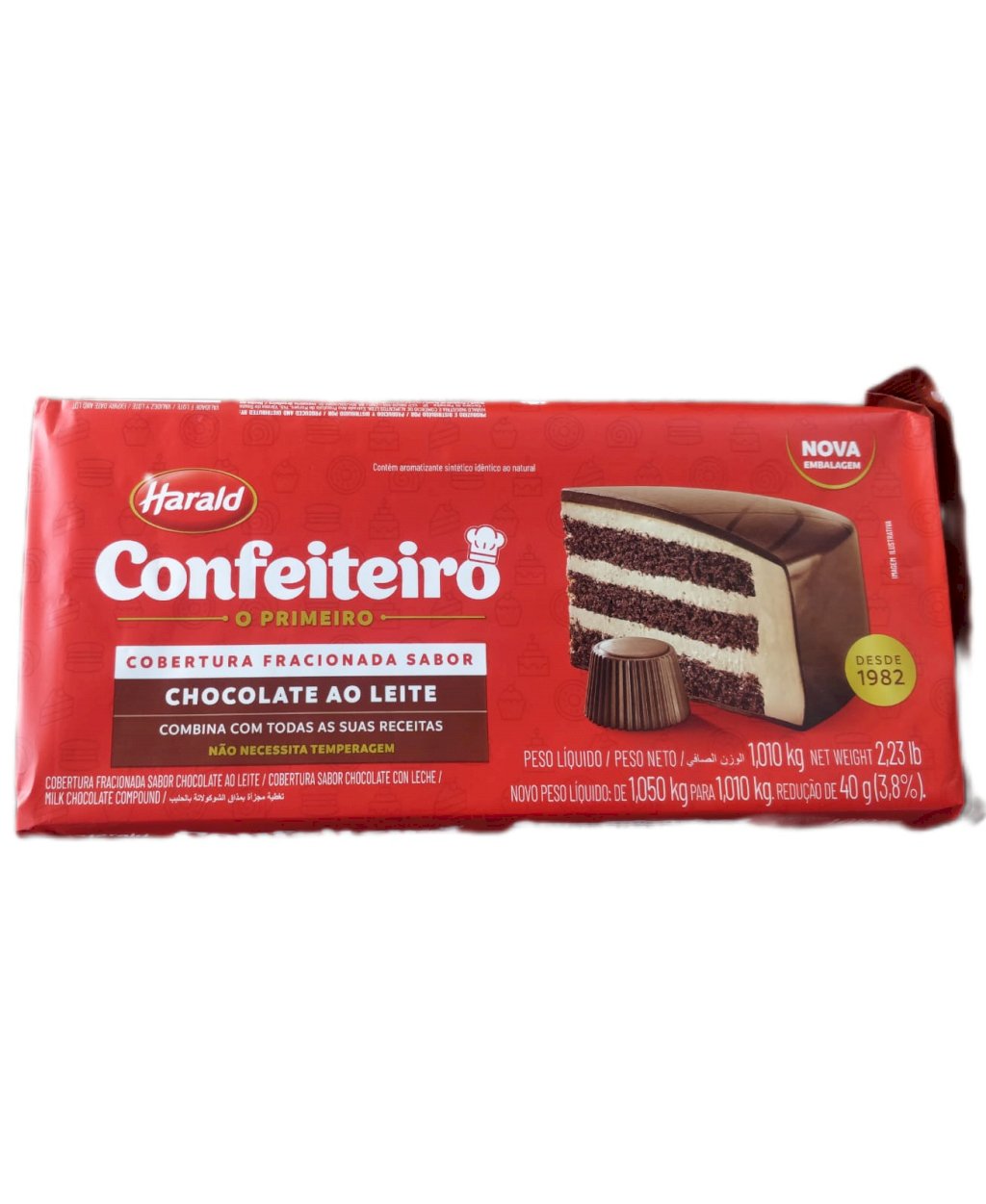 COBERT CHOC BARRA  HARALD CONFEIT LEITE 1,010KG