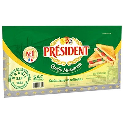 QUEIJO MUSSARELA FATIADO PRESIDENT 1KG
