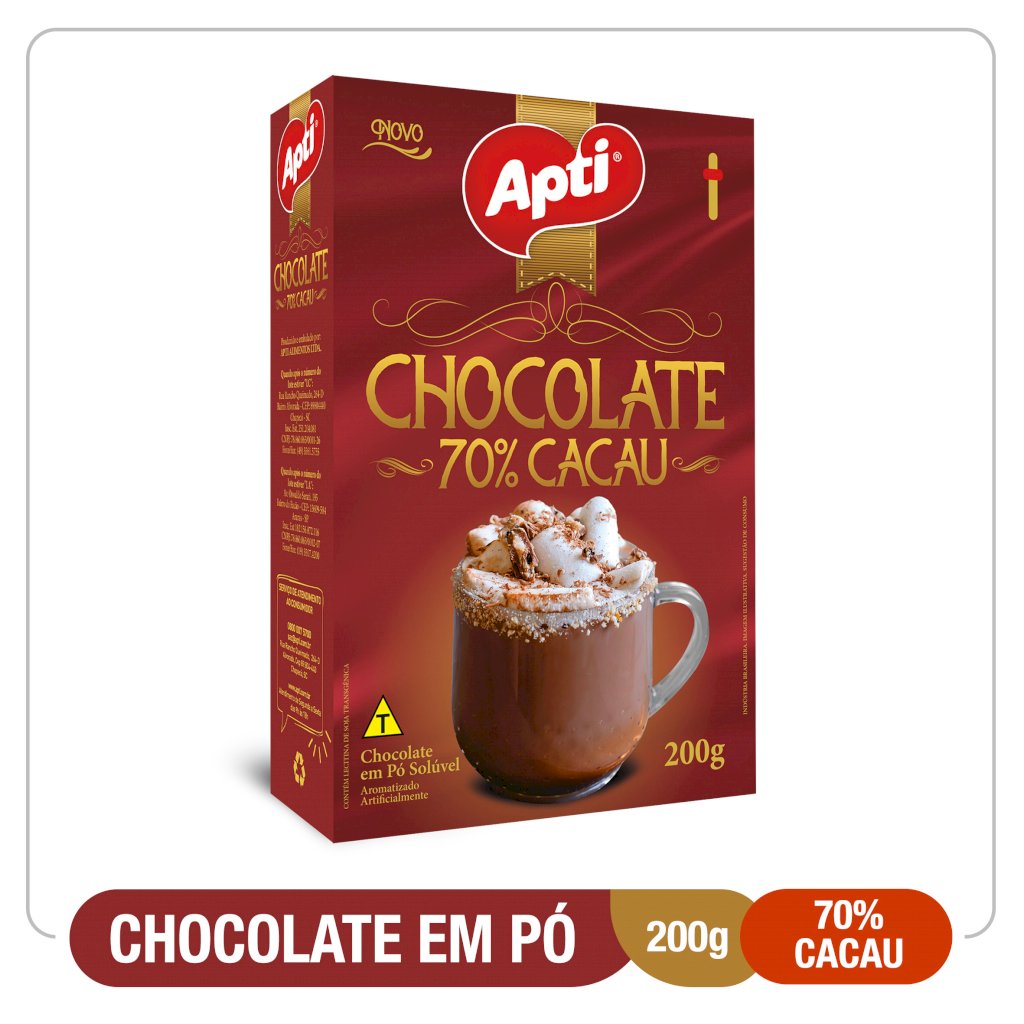 CHOCOLATE PÓ APTI 70% CACAU 200gr