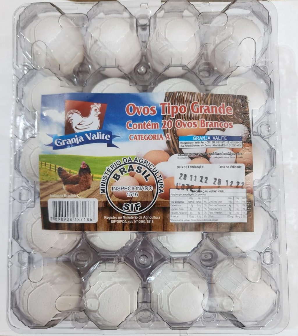 OVOS BRANCO GRANDE 20UN