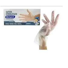 LUVA VINILFLEX BOMPACK S/PO TRANSPARENTE C/100