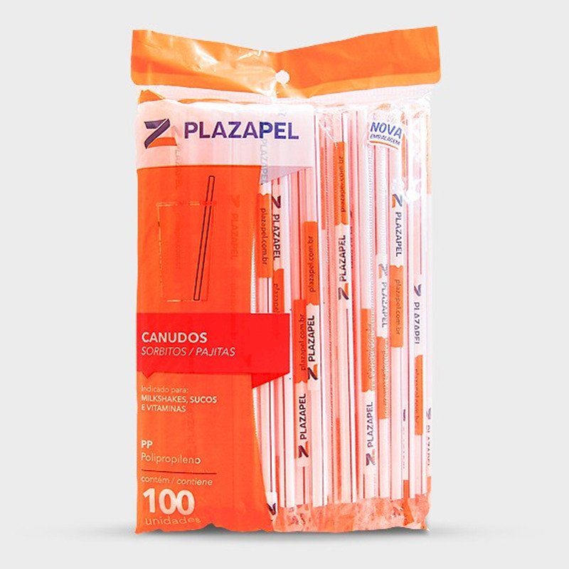 CANUDO MILKSHAKE 10X210MM C/ SACHE BRANCO C/ LISTRA  100 UNID