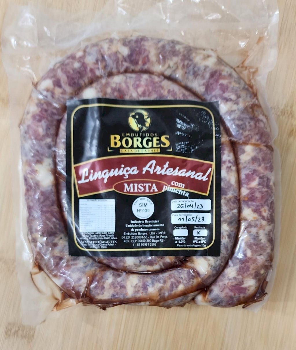 LINGUIÇA ARTESANAL MISTA COM PIMENTA EMBUTIDOS BORGES kg