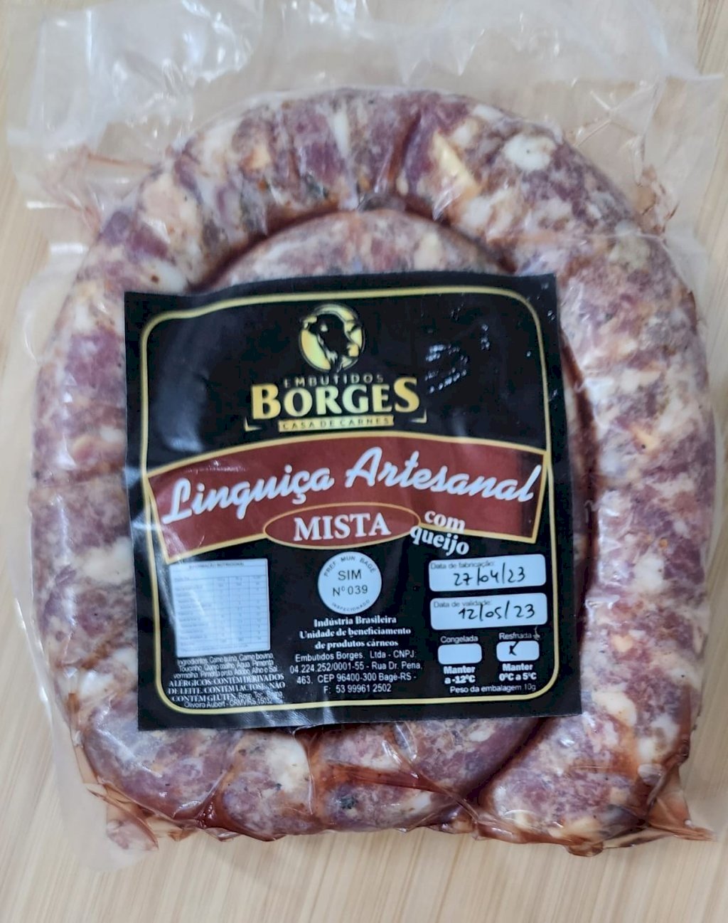 LINGUIÇA ARTESANAL MISTA COM QUEIJO EMBUTIDOS BORGES kg