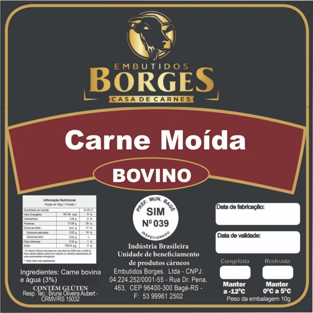 CARNE MOÍDA RECORTE EMBUTIDOS BORGES 1kg