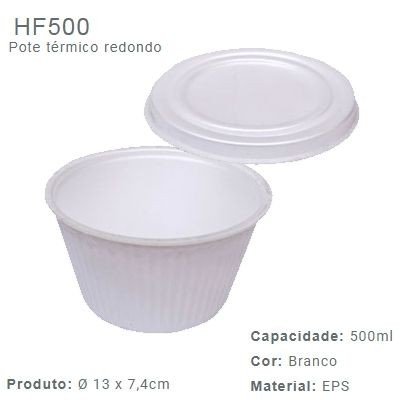 POTE TERMICO REDONDO FIBRAFORM 500ml C/ TAMPA 10UN