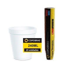 COPO ISOPOR  TERMICO 240ML 25UN COPOBRAS