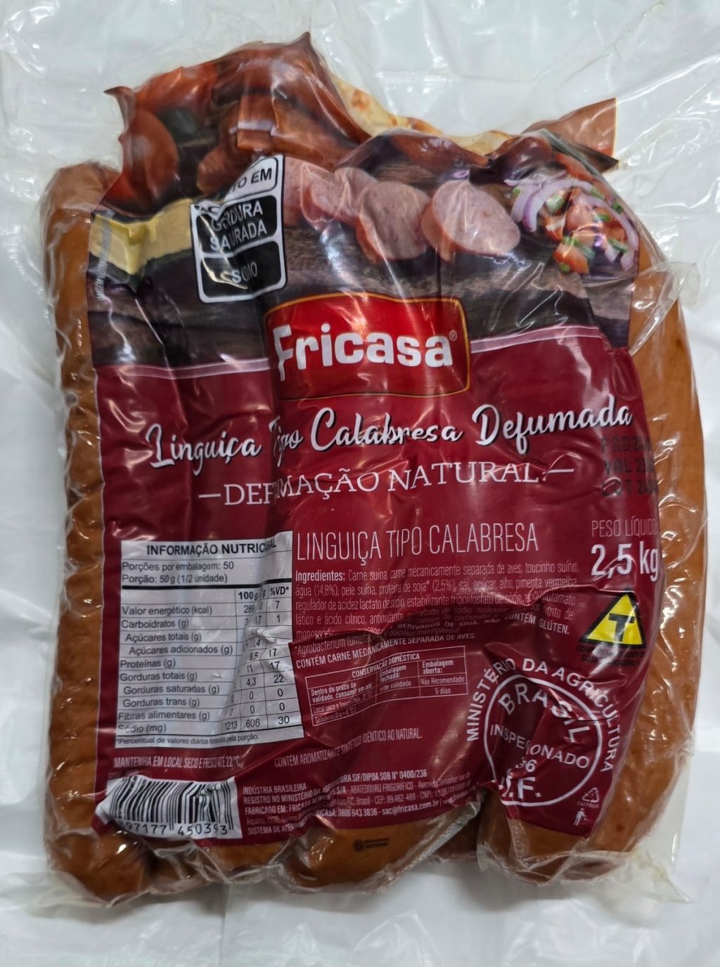 LINGUIÇA CALABRESA FRICASA PCT 2,5KG