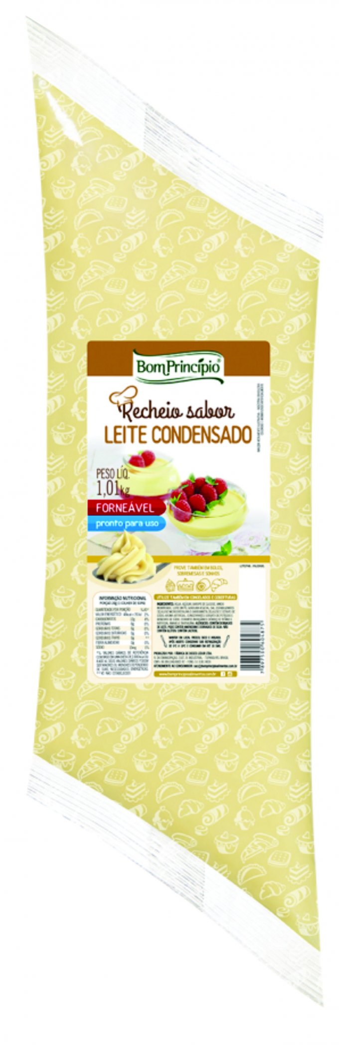 RECHEIO SABOR LEITE CONDENSADO FORNEÁVEL BOM PRINCIPIO 1,01kg