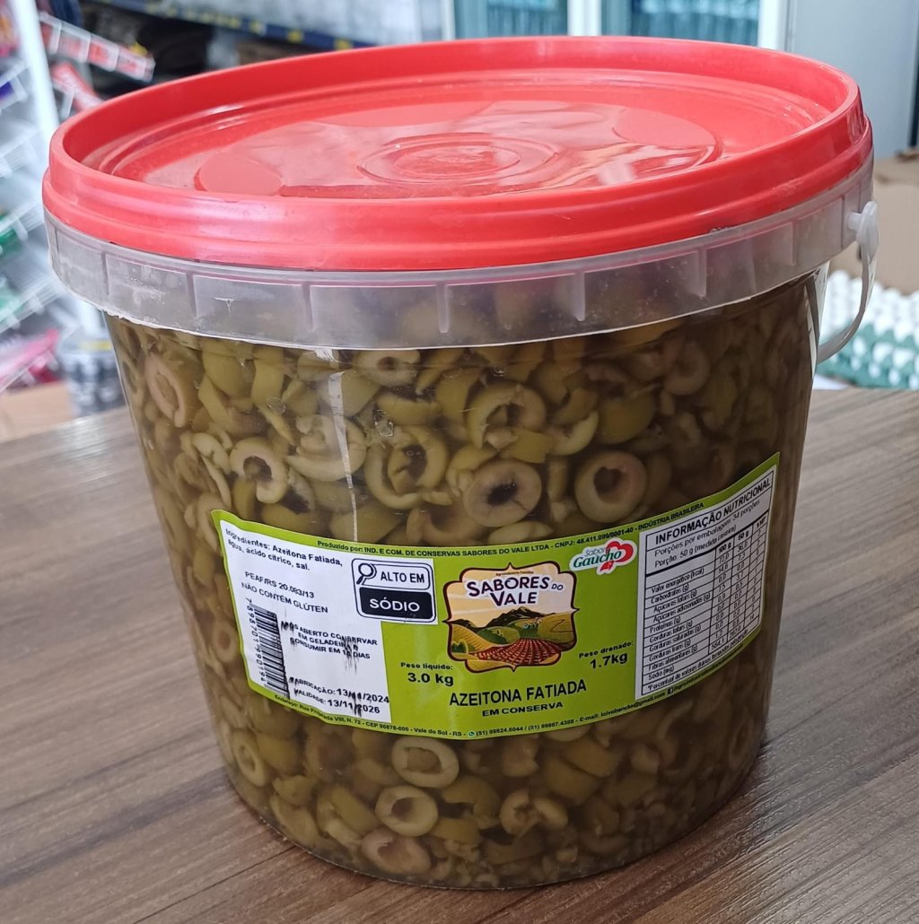 AZEITONA VERDE SABORES DO VALE FATIADA BALDE 1,7kg