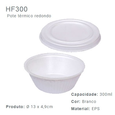 Marmitex Pote térmico c/ tampa Fibraform HF300 10 unid x 300ml