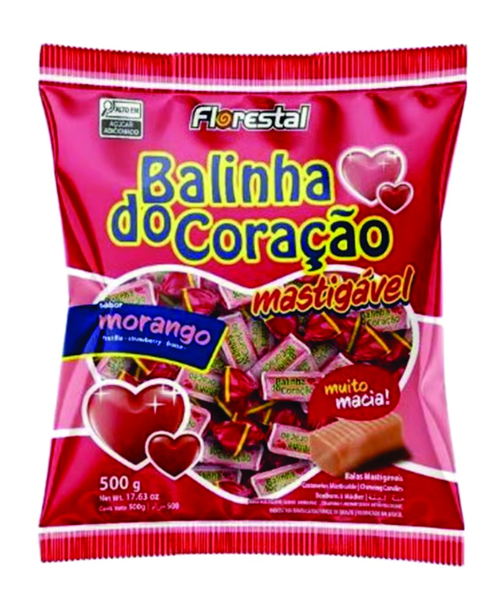 BALINHA CORACAO MORANGO 500G