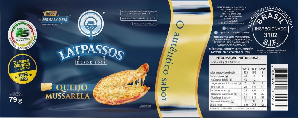 QUEIJO MUSSARELA INTEIRO LATPASSOS KG