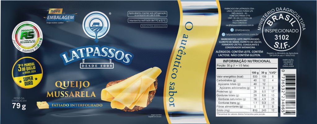 QUEIJO MUSSARELA FATIADO LATPASSOS KG