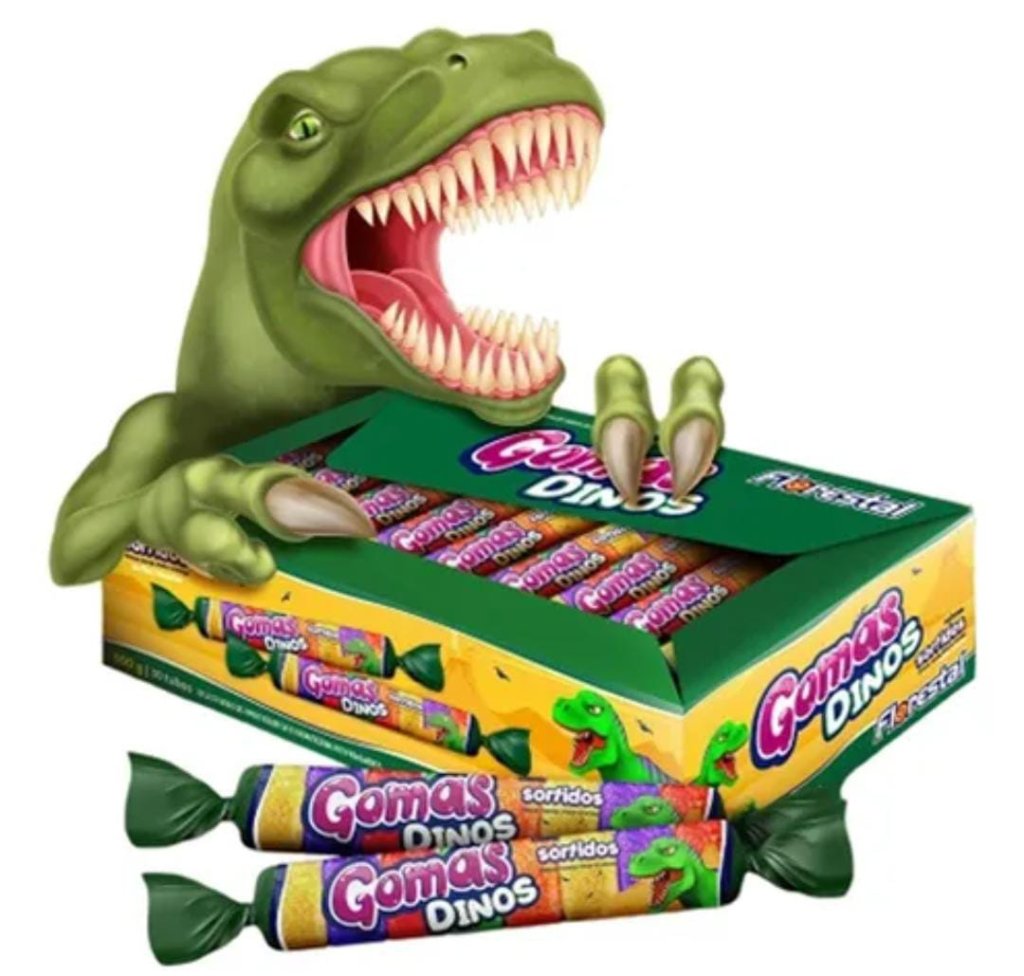 BALA DE GOMA TUBO DINOS FLORESTAL 900G