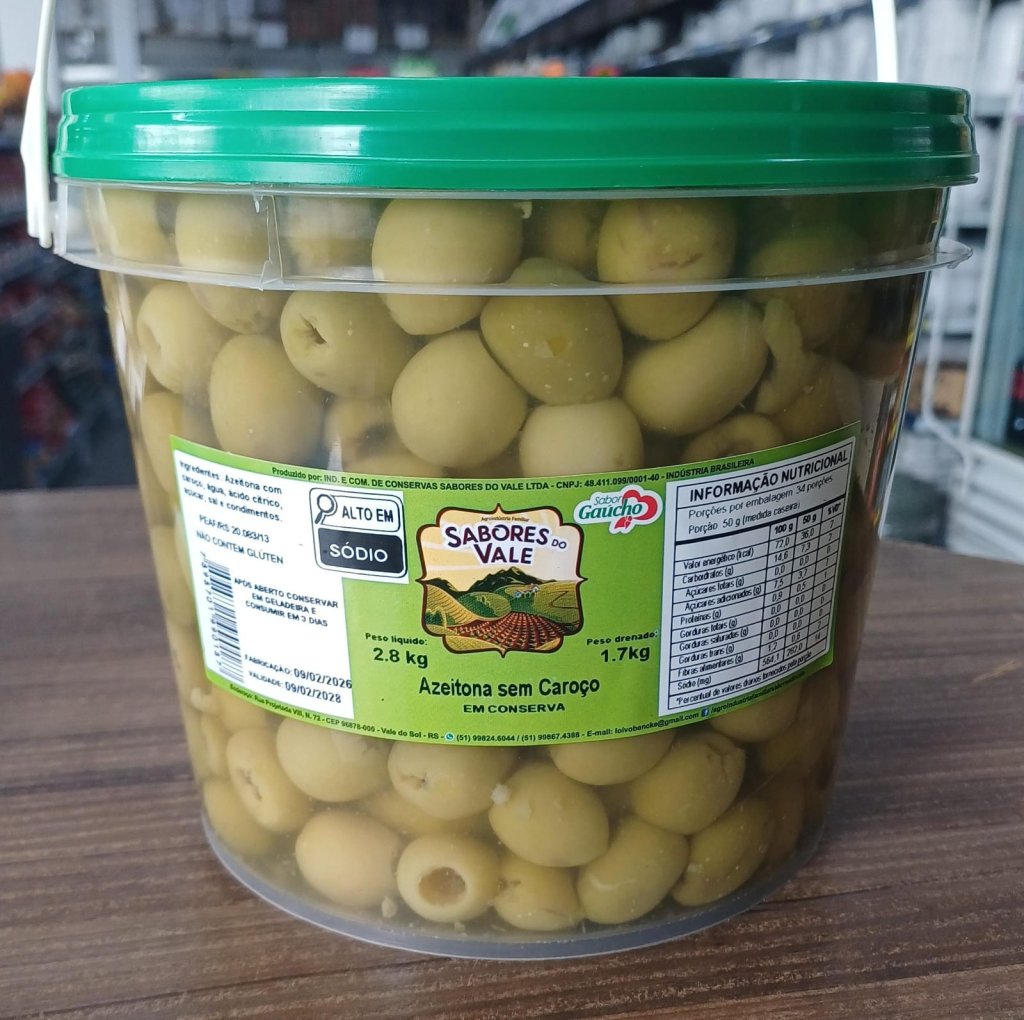AZEITONA VERDE SEM CAROÇO SABORES DO VALE 1,7KG
