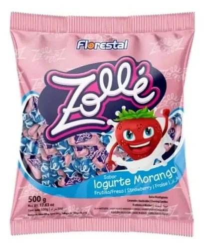 BALA MASTIGAVEL ZOLLE IOGURTE DE MORANGO 500G