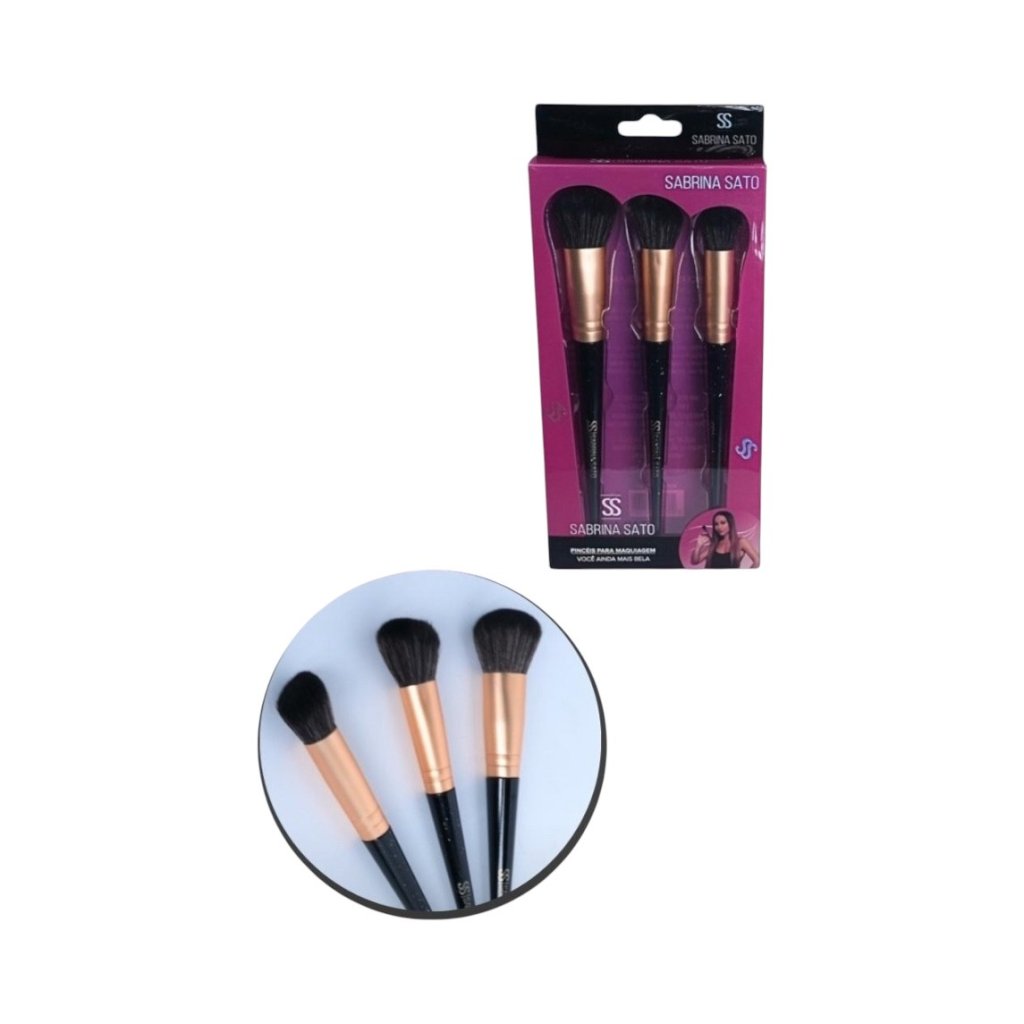 Kit 3 Pinceis Maquiagem Preto Sabrina Sato