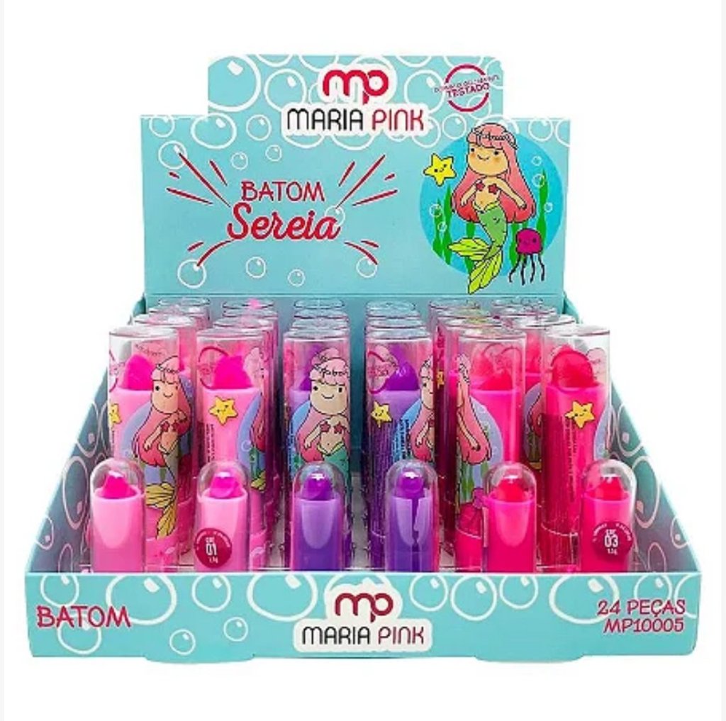 Batom Infantil Sereia Maria Pink