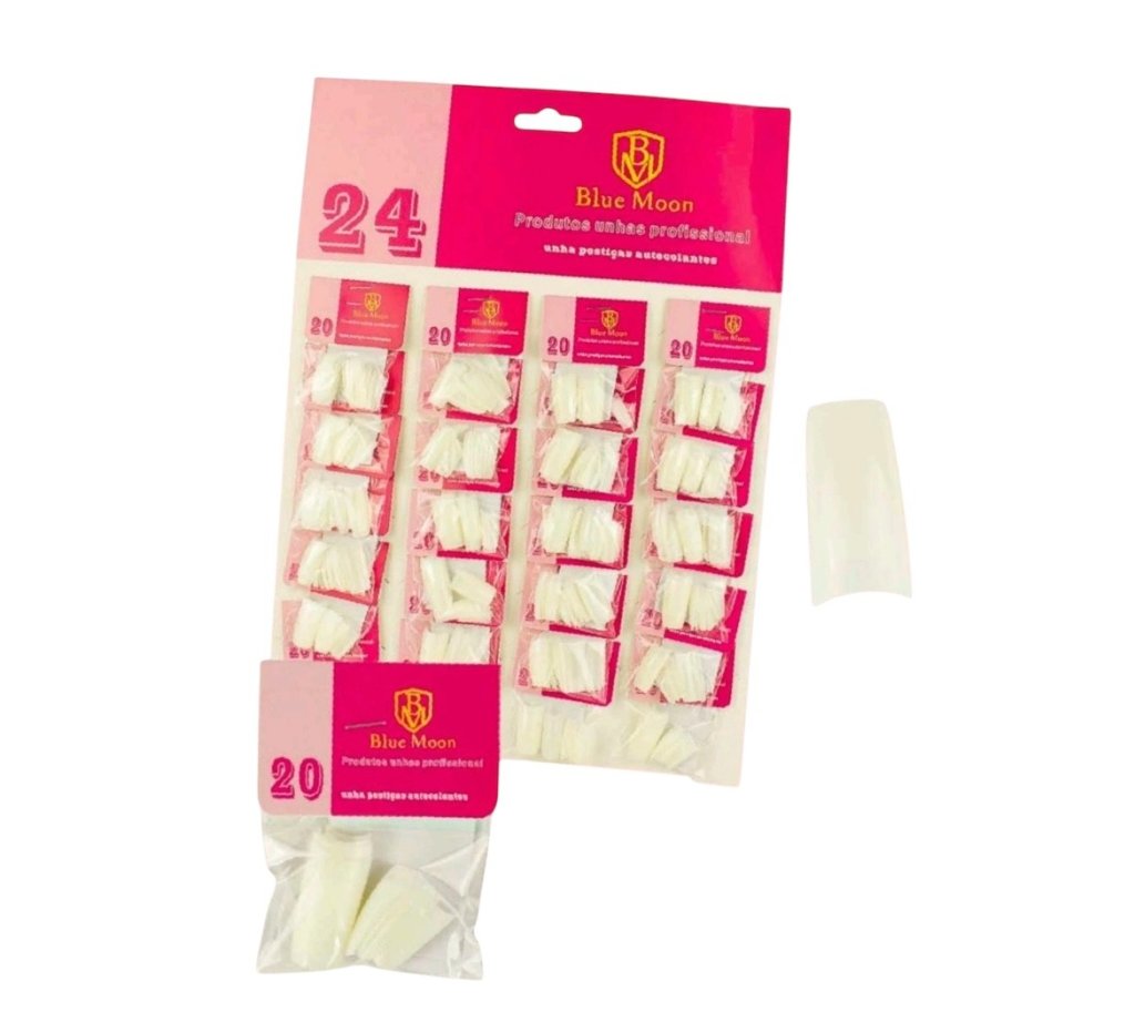 Unha Postiça Tips Quadrada Autocolante Blue Moon BM1003-4