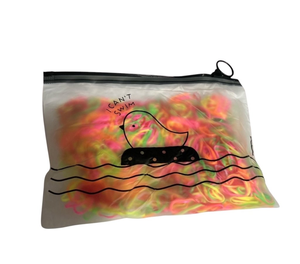 Necessaire com 1000 Elásticos Silicone Coloridos