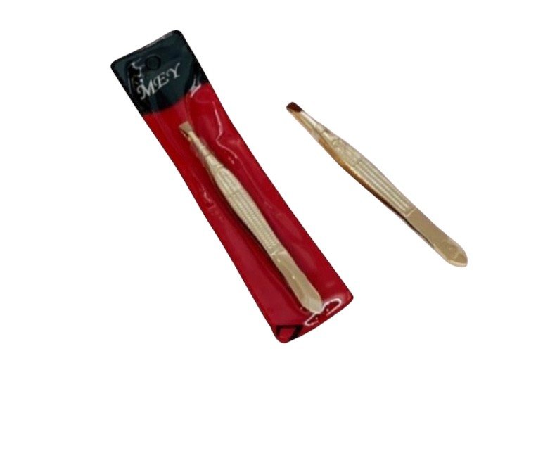 Pinça P/ Sobrancelhas Dourada Reta Mey (Embalagem Vermelha)