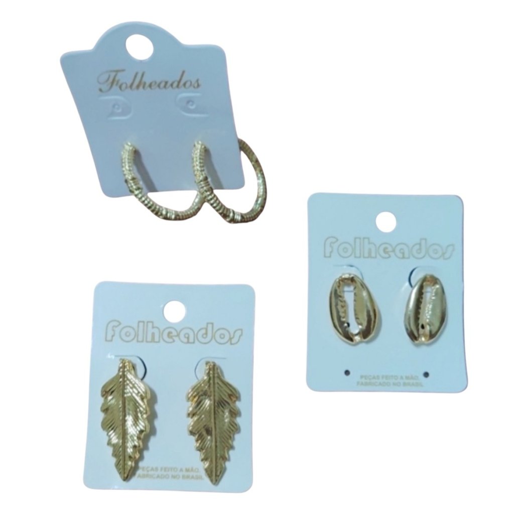 Brincos Folheados Folha/Buzios/Mini argola