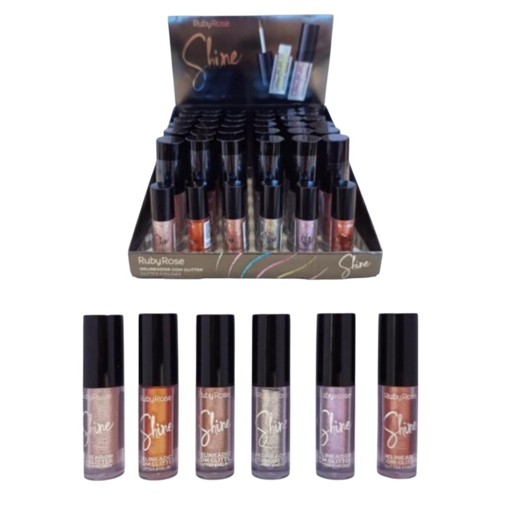 Delineador com Glitter Shine Ruby Rose 