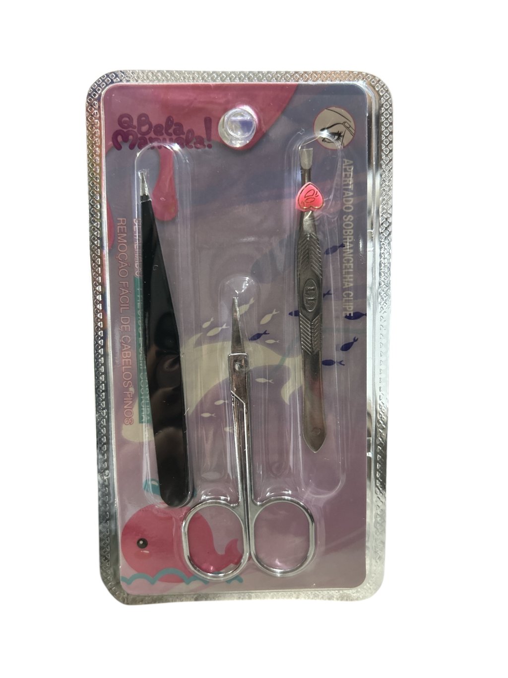 QBM942 Kit 2 Pinças e 1 Tesoura QBela Manuela 