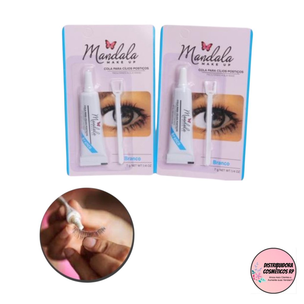 JS-002 Cola para Cílios c/ Aplicador Branca Mandala