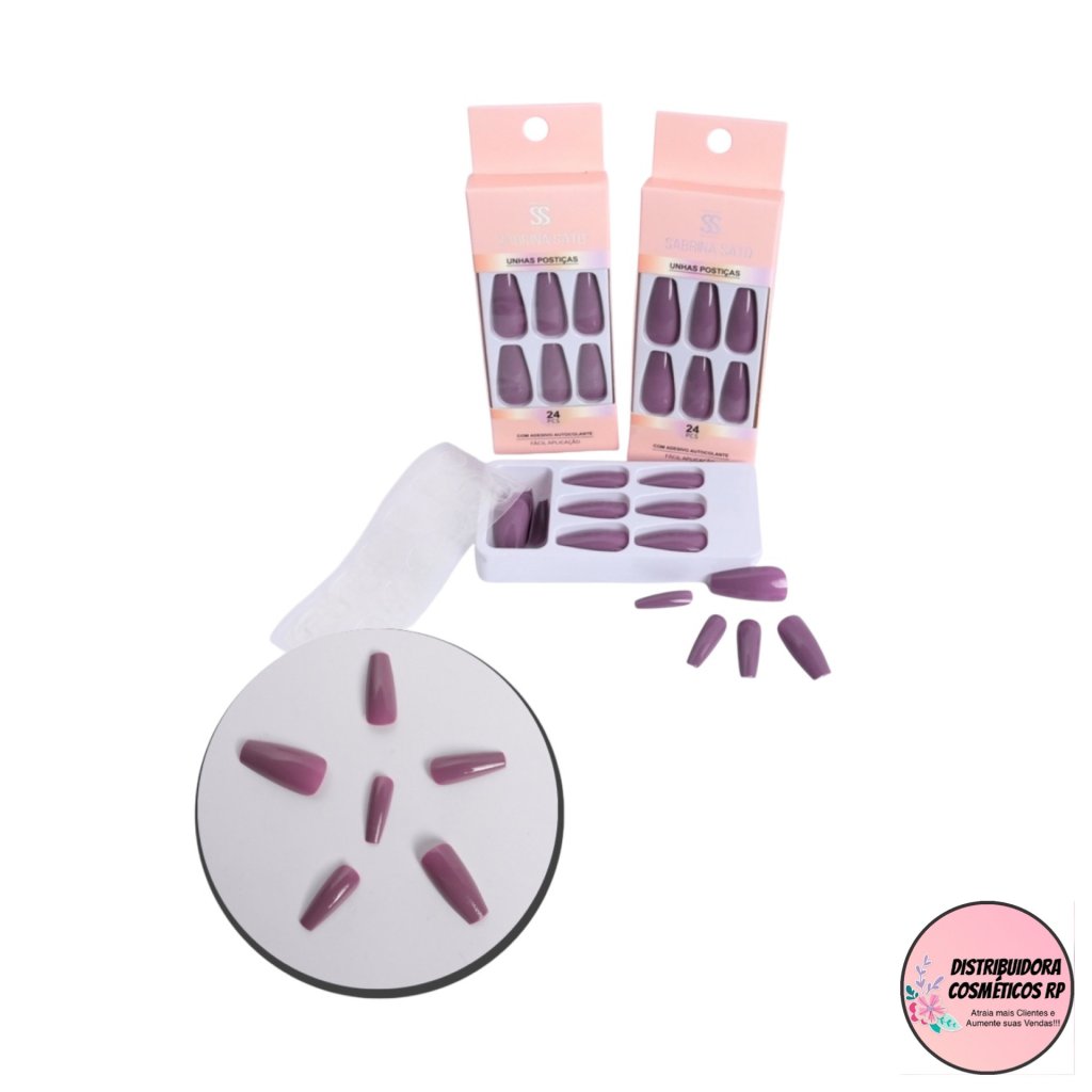 SP1072 Unha Postiça Autocolante Bailarina Lilás Nude Sabrina Sato