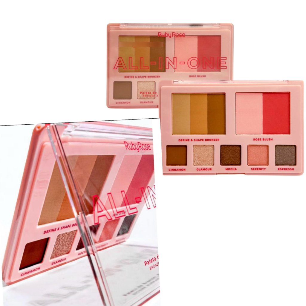 HB-M1002 Paleta Bronzer, Blush e Sombra All-in-one Ruby Rose 